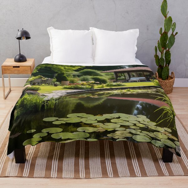 Item preview, Image of a landscaped garden with a pond in the style of an oil painting designed and sold by Pflugart.