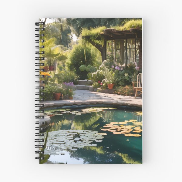 Item preview, Image of a landscaped garden with a pond in the style of an oil painting designed and sold by Pflugart.