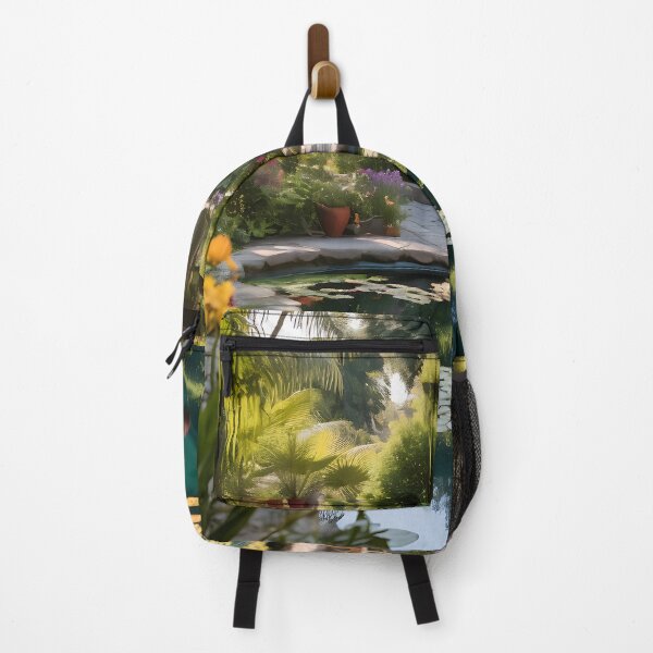 Item preview, Image of a landscaped garden with a pond in the style of an oil painting designed and sold by Pflugart.