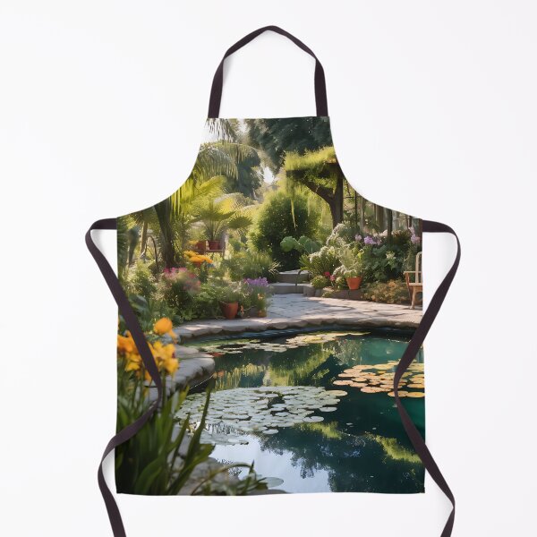 Item preview, Image of a landscaped garden with a pond in the style of an oil painting designed and sold by Pflugart.