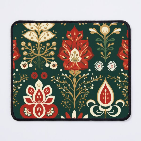 Item preview, Colorful fantasy pattern red green white gold black ornament flowers designed and sold by G-M-Designs.