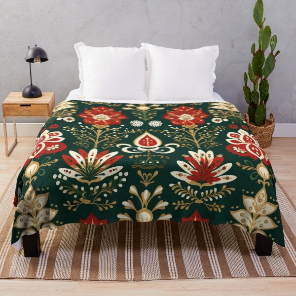 Item preview, Colorful fantasy pattern red green white gold black ornament flowers designed and sold by G-M-Designs.