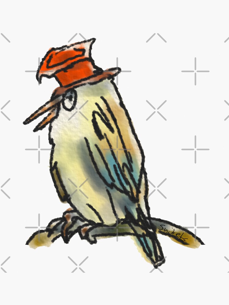 &ldquo;Cute bird in a hat.&rdquo; Sticker for Sale by Suibets | Redbubble