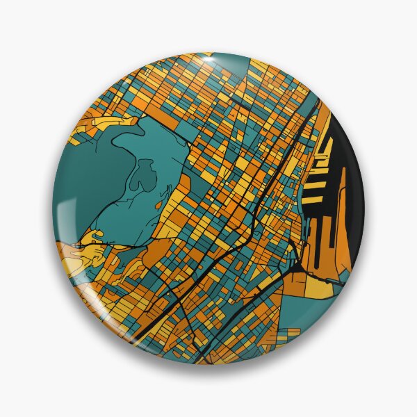 Aperçu de l'œuvre Modèle de carte de Montréal en orange et bleu sarcelle créée et vendue par PatternMaps.