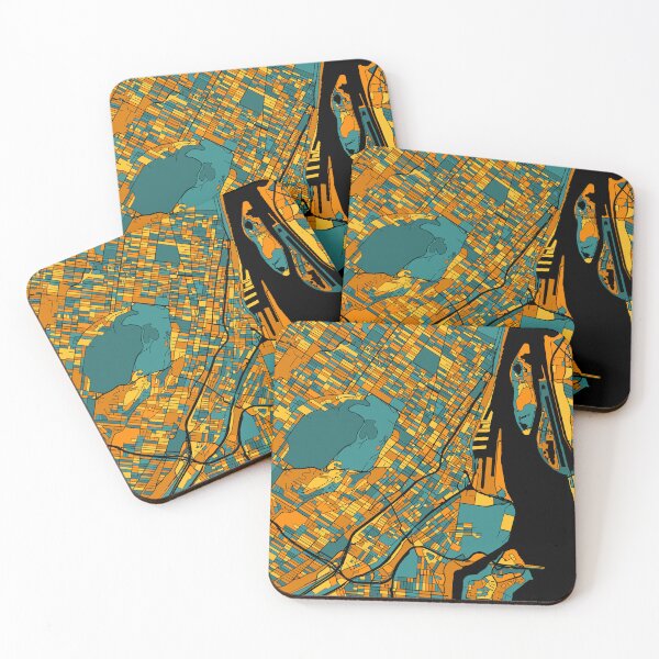 Item preview, Montreal Map Pattern in Orange & Teal designed and sold by PatternMaps.