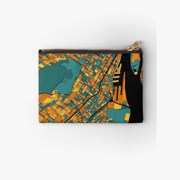 Aperçu de l'œuvre Modèle de carte de Montréal en orange et bleu sarcelle créée et vendue par PatternMaps.