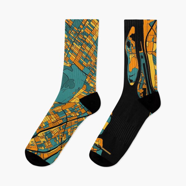 Item preview, Montreal Map Pattern in Orange & Teal designed and sold by PatternMaps.