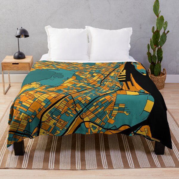 Item preview, Montreal Map Pattern in Orange & Teal designed and sold by PatternMaps.