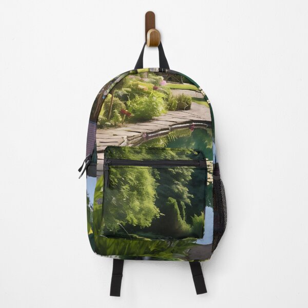 Item preview, Image of a landscaped garden with a pond in the style of an oil painting designed and sold by Pflugart.