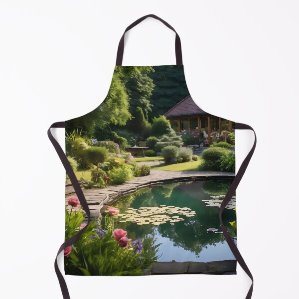 Item preview, Image of a landscaped garden with a pond in the style of an oil painting designed and sold by Pflugart.