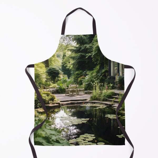 Item preview, Image of a landscaped garden with a pond in the style of an oil painting designed and sold by Pflugart.