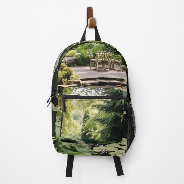 Item preview, Image of a landscaped garden with a pond in the style of an oil painting designed and sold by Pflugart.