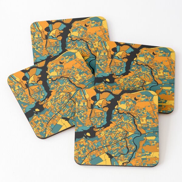 Item preview, Ottawa Map Pattern in Orange & Teal designed and sold by PatternMaps.