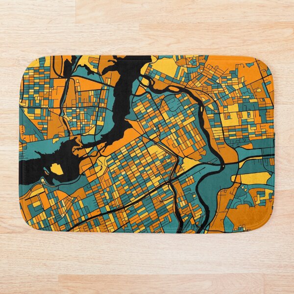 Aperçu de l'œuvre Motif de carte d'Ottawa en orange et bleu sarcelle créée et vendue par PatternMaps.
