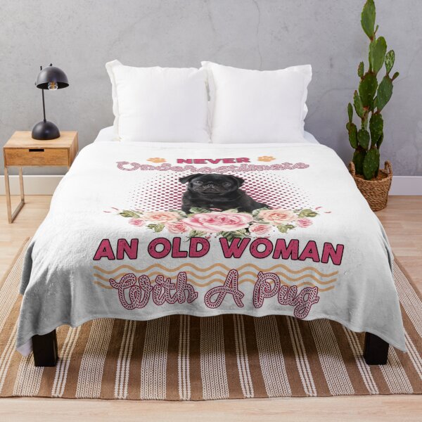 Item preview, Never undrestimate an old woman with a Pug funny dogs designed and sold by EagmianPheolea.