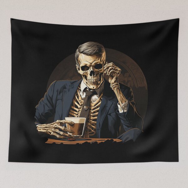 Item preview, Skeleton holding coffee cup - Skeleton Coffee Drinker designed and sold by JansenGS.