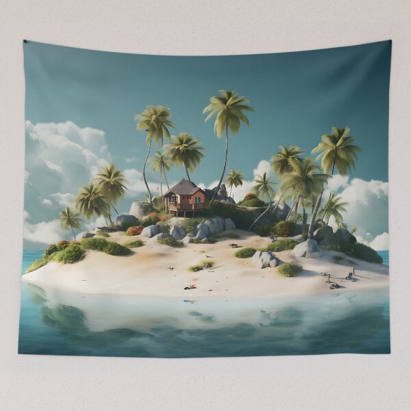 Item preview, Image of a small tropical island in the style of fantastic realism designed and sold by Pflugart.