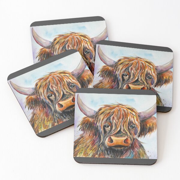 Item preview, Highland cow, watercolour painting by Marina Daniluka designed and sold by MariDaniArt.