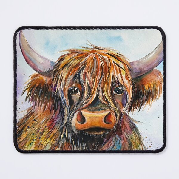 Item preview, Highland cow, watercolour painting by Marina Daniluka designed and sold by MariDaniArt.