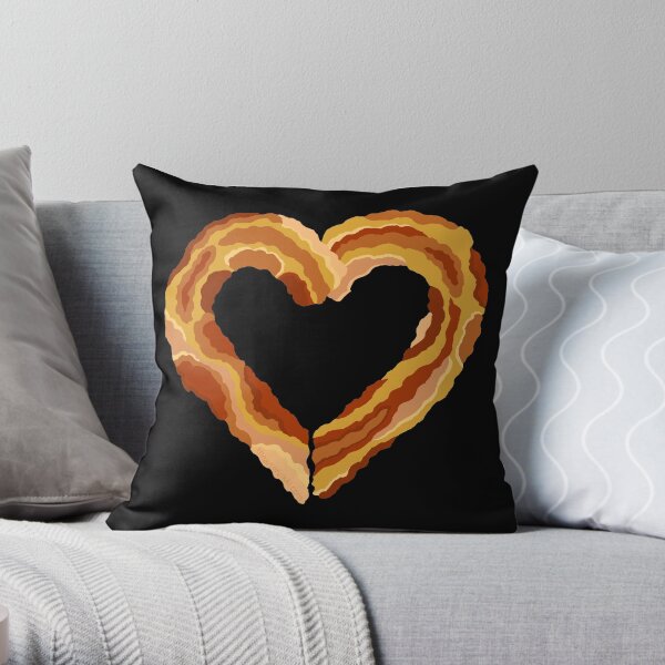 Bacon Heart Meat Lovers Funny Food Throw Pillow