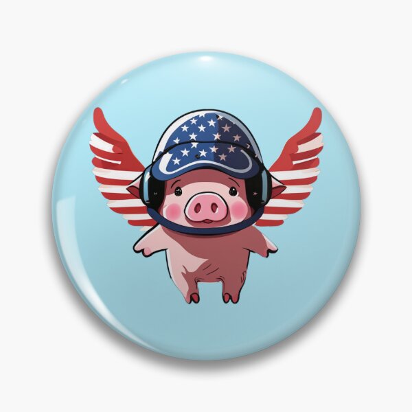 Item preview, flying cute aviator pig, american flag, when pigs fly designed and sold by Sunmoonlove.