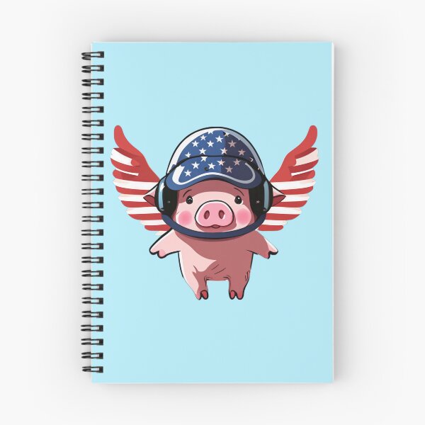Item preview, flying cute aviator pig, american flag, when pigs fly designed and sold by Sunmoonlove.
