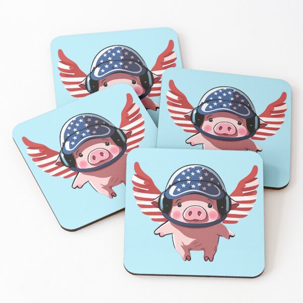 Item preview, flying cute aviator pig, american flag, when pigs fly designed and sold by Sunmoonlove.