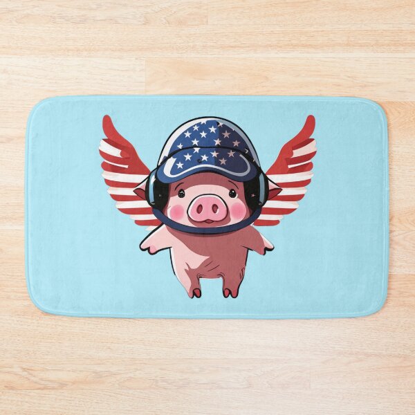 Item preview, flying cute aviator pig, american flag, when pigs fly designed and sold by Sunmoonlove.