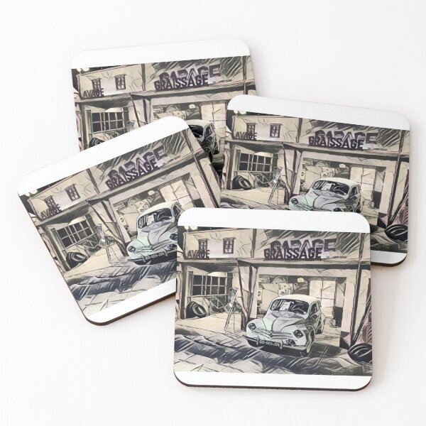 Item preview, Drawing old vintage car garage designed and sold by Frizzanteworld.
