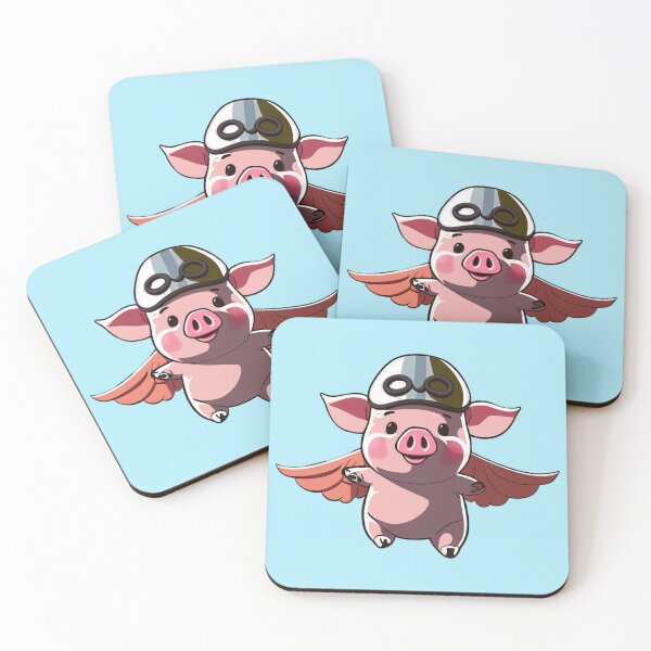 Item preview, flying cute aviator pig, little pig with wings, when pigs fly designed and sold by Sunmoonlove.