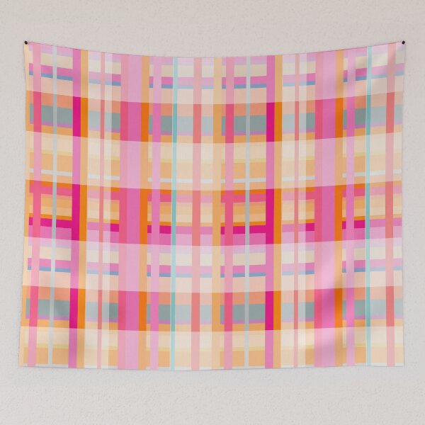 Item preview,  Hot Pink Neon Orange And Turquoise Stripe Check Plaid Pattern designed and sold by IZiets.