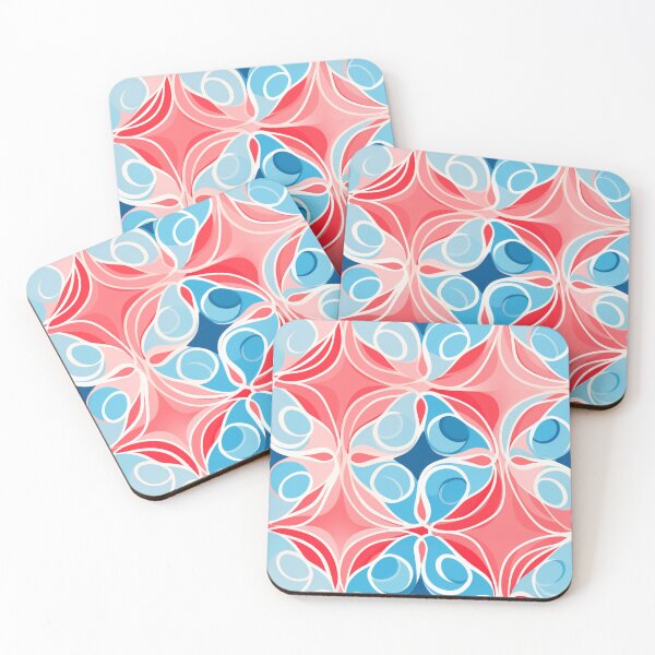 Item preview, Colorful fantasy pattern red pink blue white ornaments designed and sold by G-M-Designs.