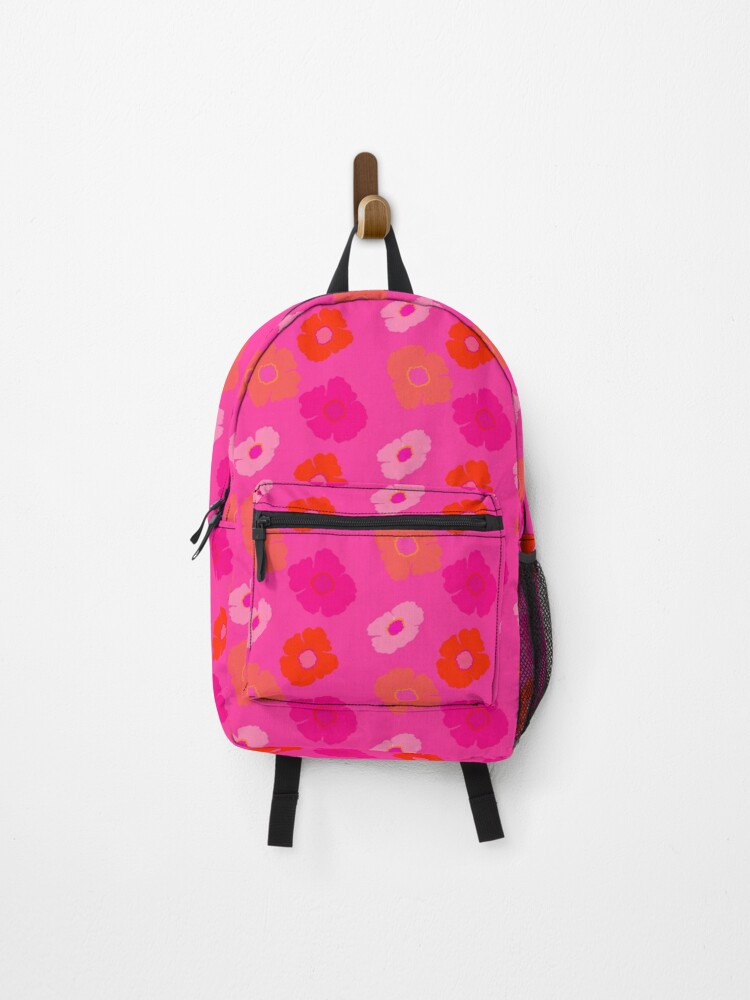 Hot Pink And Neon Orange Flower Pattern Backpack for Sale by IZiets Redbubble