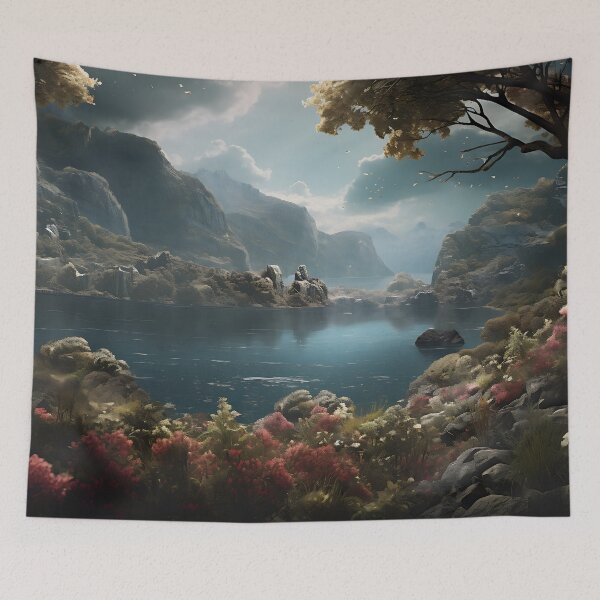 Item preview, Image of a landscape in New Zealand in the style of an oil painting designed and sold by Pflugart.