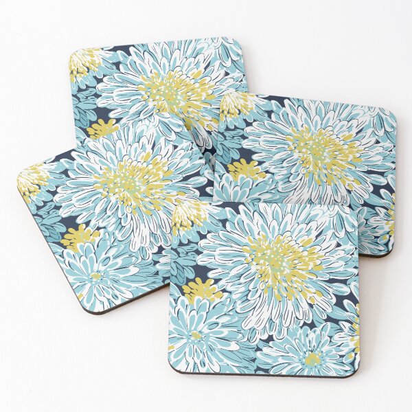 Item preview, Flourish of Blue Yellow and Teal Floral Prints designed and sold by meggydesigns.