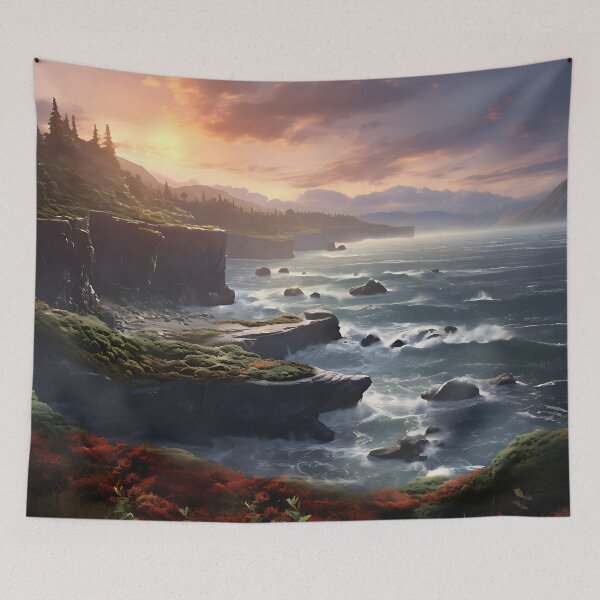 Item preview, Image of a landscape in New Zealand in the style of an oil painting designed and sold by Pflugart.