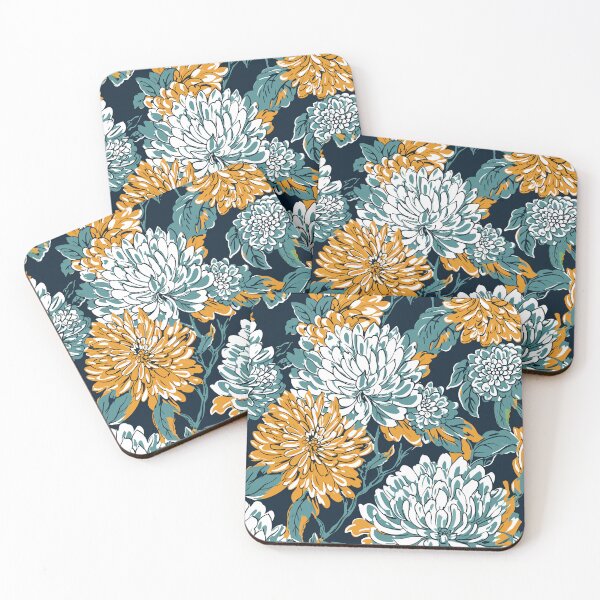 Item preview, Aesthetic Yellow and Teal Floral Print designed and sold by meggydesigns.