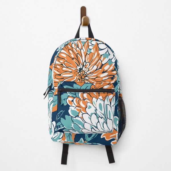 Item preview, Aesthetic Blue, Orange and Teal Floral Print designed and sold by meggydesigns.