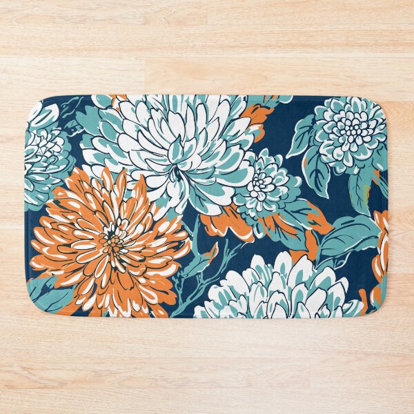 Item preview, Aesthetic Blue, Orange and Teal Floral Print designed and sold by meggydesigns.