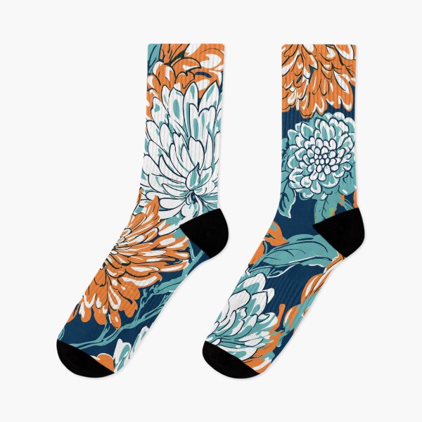 Item preview, Aesthetic Blue, Orange and Teal Floral Print designed and sold by meggydesigns.