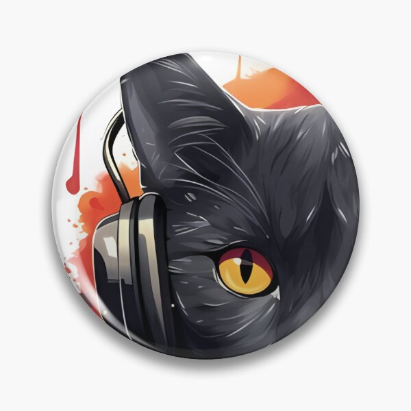 Item preview, a black cat with yellow eyes wearing headphones designed and sold by Dark Fantasy Store.