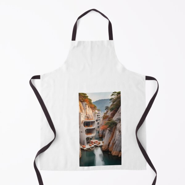 Item preview, a building built into the side of a cliff next to a body of water designed and sold by Dark Fantasy Store.