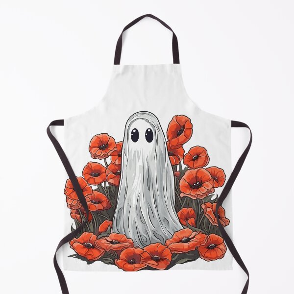 Item preview, Whimsical Halloween Ghost among Poppies - Cute Fantasy Cutout Art designed and sold by EmeraldeaArt.