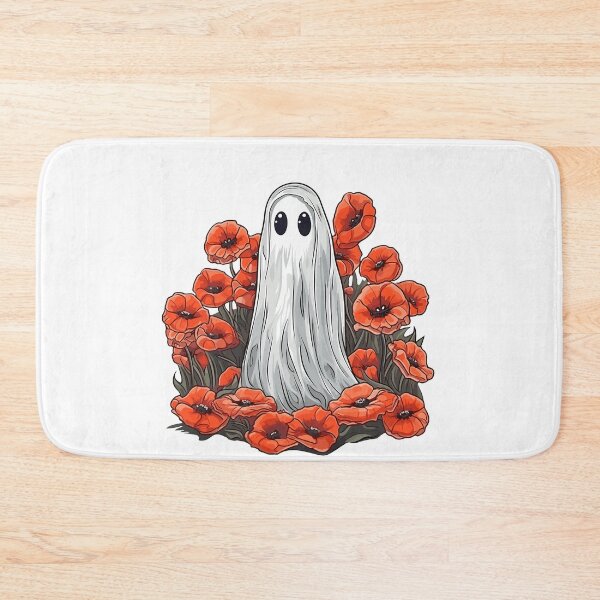 Item preview, Whimsical Halloween Ghost among Poppies - Cute Fantasy Cutout Art designed and sold by EmeraldeaArt.