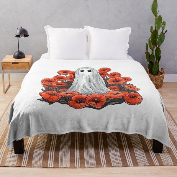 Item preview, Whimsical Halloween Ghost among Poppies - Cute Fantasy Cutout Art designed and sold by EmeraldeaArt.