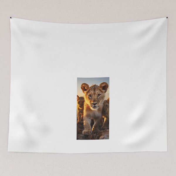 Item preview, a group of young lions walking across a rocky field designed and sold by Dark Fantasy Store.