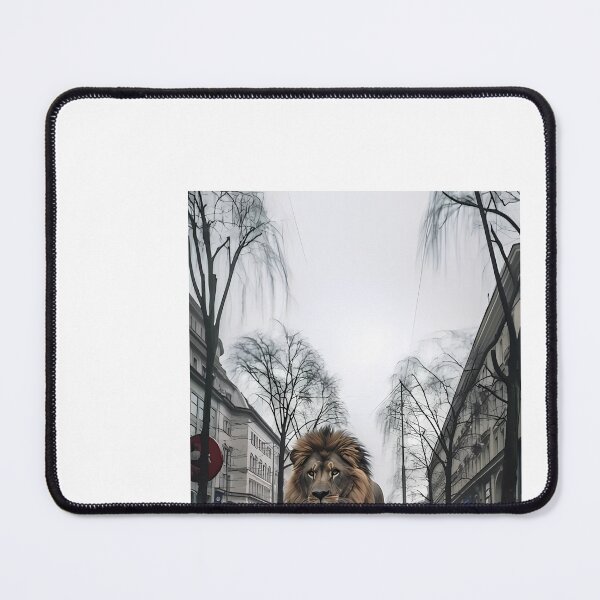 Item preview, a lion walking down the street in the rain designed and sold by Dark Fantasy Store.