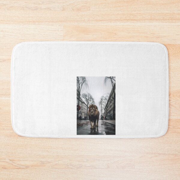 Item preview, a lion walking down the street in the rain designed and sold by Dark Fantasy Store.