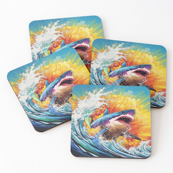 Item preview, Surf Shark - Colourful Great White Shark Print designed and sold by Dexterity Designs.