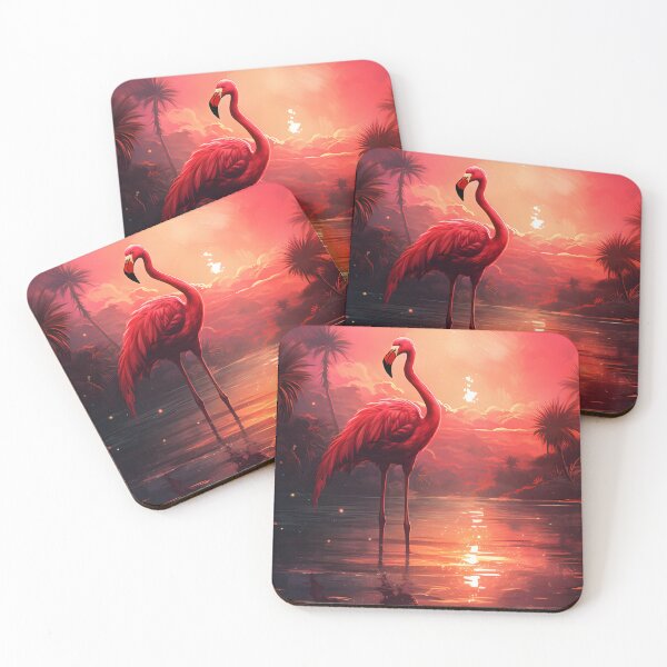 Item preview, Cute flamingo at sunset time designed and sold by Chirayu1111.